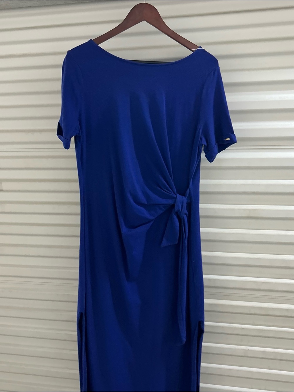 DKNY Royal Blue Midi Dress with Side Knot